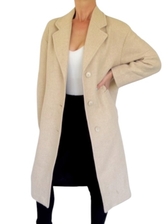 Zara Jackets & Blazers - Zara beige cream wool blend longline button up winter peacoat size XS